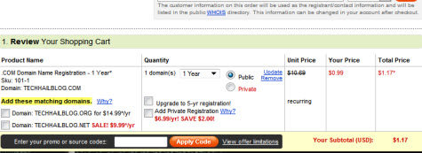 Register or Transfer .COM, .US, .MOBI, .BIZ, .NET, .ORG, .CA, .CO.UK and .IN Domain for Just $0.99