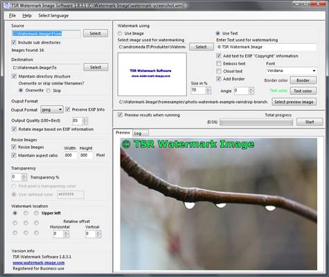Add Digital Watermarks to JPEG, TIFF, PNG, BMP and GIF Images With TSR Watermark Image Software