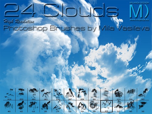 24 Clouds Photoshop Brush Set