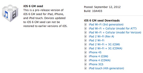 iOS 6.0 GM